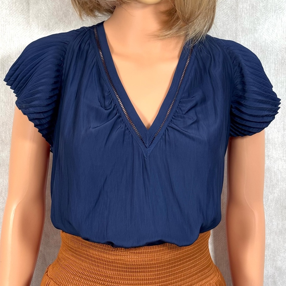 Ramy Brook Blue Flutter Sleeve Blouse